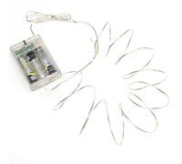 Konstsmide Cable LED desnudo/alambre de pin micro luces de hada de batería, uso en interiores (IP20)/40 diodos de luz blanca cálida/función de temporizador de 6 horas/3 pilas AA (excluido)/cadena de luces de alambre plateado