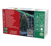 Konstsmide Cadena de luces LED 6371-190 "Sternenlametta" / para interiores (IP20) / VDE probado, transformador interior de 12 V, 200 diodos de luz blanca cálida, alambre plateado