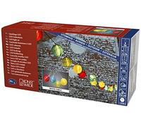 Konstsmide Cadena de luces LED decorativas, bolas de plástico rosa/azul/verde/amarillo, 20 diodos de luz blanca cálida, transformador exterior de 24 V, cable blanco - 4160-502