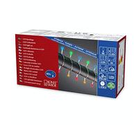 Konstsmide Cadena de luces LED redondas, 80 diodos de colores, transformador exterior de 24 V, cable transparente - 3691-503