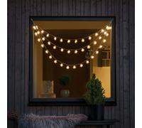 Konstsmide Cortina de luces LED, 44 copos de nieve, 44 diodos de luz blanca cálida, 4,5 V, exterior (IP44), cable transparente