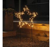 Konstsmide Christmas Estrella metálica LED, negro con picas de tierra