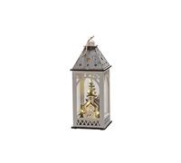 Konstsmide Church 3271-210 - Farolillo led de madera con iglesia, temporizador de 6 horas, 8 diodos de luz blanca cálida, funciona con pilas, para interior