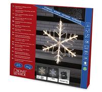 Konstsmide copo de nieve acrílico LED, con 6 horas temporizador, 24 diodos de luz blanca cálida, funciona con pilas, exterior IP44, cable transparente, 4 x AA 1.5 V no 4540-103
