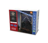 Konstsmide Cortina de luces LED, 12 estrellas transparentes, 85 diodos de luz blanca cálida, 4,5 V, exterior (IP44), cable transparente - 4047-103