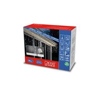 Konstsmide Cortina de luces LED con sensor de luz y temporizador de 6 h y 9 h, esmerilado, 80 diodos de luz blanca cálida, funciona con pilas, exterior (IP44), cable blanco - 3739-132