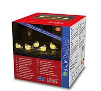Konstsmide Decoración navideña para exteriores, luces LED acrílicas, decoración de cinco pájaros bebés, iluminación exterior (IP44), 40 LED de color blanco cálido, cable transparente