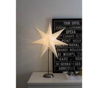 Konstsmide Estrella de papel blanca 2996-230 con pie de metal plateado, para interiores (IP20), certificado VDE, 230 V para interiores, sin bombilla, con interruptor, cable negro.
