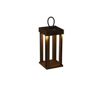 Konstsmide Farol LED Cannes | Color óxido | Interior / Exterior | Aluminio | 2 colores de luz | 3 modos de luz | Duración de la batería hasta 20h | 7819-970, 15 cm (L)/15 cm (B)/42 cm (H)