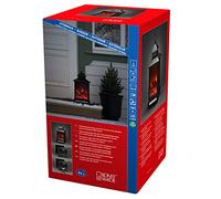 Konstsmide Farolillo LED grande, chimenea, temporizador de 8 horas, funciona con transformador y pilas, 6 diodos de luz blanca cálida, transformador exterior de 4,5 V, funciona con pilas, 0, 6 W,