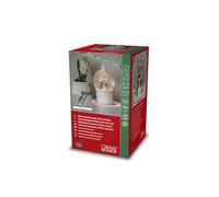 Konstsmide Linterna LED con forma de globo de nieve, escena navideña giratoria, color blanco, relleno de agua, temporizador de 5 horas, 1 diodo cálido, funciona con pilas y USB, interior, 3 pilas AA