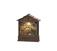 Konstsmide Globo de Nieve LED para Navidad, Relleno de Agua, Decoraciones de Navidad, Luces de batería para Interiores, Temporizador, Funciona con Pilas: 3 x C 1,5 V (sin incluir USB), Color marrón