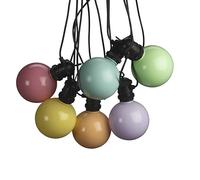 Konstsmide Guirnalda de luces LED Globe Party con regulador de intensidad con función de memoria, 10 bombillas de color pastel, 10 diodos de luz blanca cálida, 24 V, exterior (IP44), 7 W, cable negro