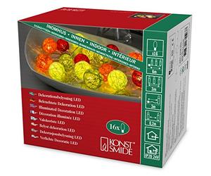 Konstsmide Guirnalda LED, bolas de algodón multicolor, pequeño, 16 diodos de blanco cálido, transformador interior de 24 V, cable transparente 3135 - 503