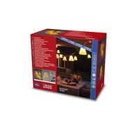 Konstsmide Juego básico de luces LED para jardín, incluye regulador de intensidad, E27, 10 bombillas claras/diodos de color ámbar, 24 V, exterior (IP44), cable negro - 2333-830
