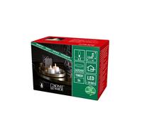 Konstsmide Juego de 2 velas de té LED con llama 3D, temporizador 5H, 1 diodo blanco cálido, funciona con pilas, para interiores, funciona con 2 pilas CR2450 de 3 V (incluidas).