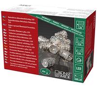 Konstsmide Juego de luces LED de Navidad con pilas, guirnalda de luces de metal plateado para uso en interiores (IP20), 10 LED de color blanco cálido, 3 pilas AA (excluidas), cadena de alambre