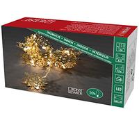 Konstsmide Juego de luces LED de Navidad con pilas, juego de luces decorativas de copos de nieve de color dorado, para uso en interiores (IP20), 10 luces LED de color blanco cálido, 3 pilas AA (no