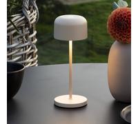 Konstsmide Lámpara de mesa LED recargable Lille, altura 20 cm, color arena, IP54, USB