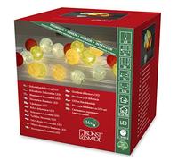 Konstsmide LED Cadena, Bolas de algodón de Colores, de Gran tamaño, 16 diodos Blanco cálido, 24 V del Transformador en el Interior, Cable Transparente 3136-503