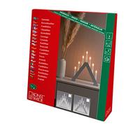 Konstsmide Luces de Navidad/Puente de Vela Moderno/Madera Lacada Blanca/Uso Interior (IP20)/230V Interior/7 Velas con Bombillas Transparentes/Cable Blanco con Interruptor de Encendido y Apagado