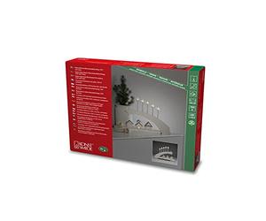 Konstsmide Luces de Navidad/Silueta Village Motivo con decoraciones de estrella/Decoración de adorno de Navidad/Funciona con pilas: 2xAA (Ex scena de Navidad Diodos blancos cálidos