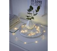 Konstsmide Luces LED de alambre desnudo/alambre de pin micro luces de batería/uso en interiores (IP20)/20 diodos blancos ámbar luces LED/función de temporizador de 6 horas/3 pilas AA (excluido)/cadena