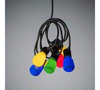 Konstsmide Luces LED Festoon/Luces Exteriores Estilo Pigmy Bombillas/Exterior (IP44) / 40 Bombillas de ópalo / 80 diodos Blancos cálidos/Cable Negro para jardín