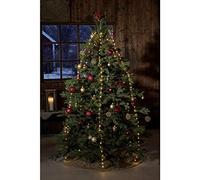 Konstsmide Mancuerna LED con anillo de 11 mm de diámetro, gotas LED, 5 hilos de 60 diodos, premontado, 300 diodos de color ámbar, transformador interior de 14 V, cable plateado