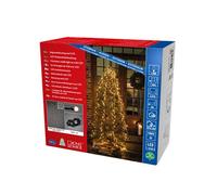 Konstsmide Micro LED Compactlights - Armazón con anillo, 6 filamentos de 110 diodos escarchados, temporizador de 8 horas, 660 diodos ámbar, transformador exterior de 30 V (IP44), 6 W, cable negro