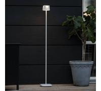 Konstsmide Nice lámpara de pie LED recargable, blanca, aluminio, IP54, atenuador, CCT