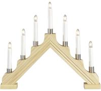 Konstsmide - Portavelas navideño (madera, con 7 bombillas transparentes)