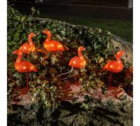Konstsmide Season Lámpara decorativa LED Flamingo en set de 5 unidades