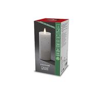 Konstsmide Vela LED de Cera Real, Color Blanco, con Llama 3D y Cristales, con Temporizador de 4 h y 8 h, 1 diodo cálido Parpadeante, Funciona con Pilas, Interior, 2 x C 1,5 V (no incluida)