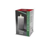 Konstsmide Vela LED de Cera Real, Color Blanco, con Llama 3D y Cristales, con Temporizador de 4 h y 8 h, 1 diodo cálido Parpadeante, Funciona con Pilas, Interior, 2 x C 1,5 V (no incluida)