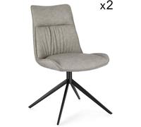 Konte.Design Conjunto de 2 sillas de polipiel gris tórtola y patas de acero negro