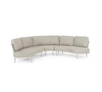 KONTE.DESIGN Juego de salón esquinero de jardín SAGRES con cojines beige, respaldos de cuerda y estructura beige