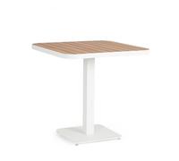 KONTE.DESIGN Mesa BELMAR efecto madera y estructura aluminio blanco 75x75 cm