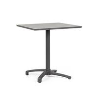 KONTE.DESIGN Mesa de bar cuadrada Laredo de aluminio antracita y HPL gris, plegable y apilable, 70 × 70 × 74 cm