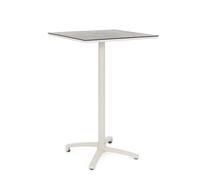 KONTE.DESIGN Mesa de bar cuadrada Laredo de aluminio beige y HPL gris, plegable y apilable, 70 × 70 × 110 cm
