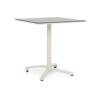 KONTE.DESIGN Mesa de bar cuadrada Laredo de aluminio beige y HPL pardo, plegable y apilable, 70 × 70 × 74 cm
