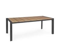 KONTE.DESIGN Mesa de jardín Elias con tablero efecto teca y patas antracita, 198 x 100 cm