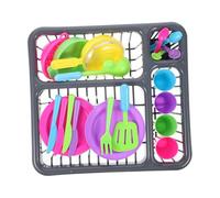 KONTONTY 1 Juego 15 Piezas Juego Cocina Plastico Escurridor Platos Alimento Jugar Accesorios Cocina Cubiertos Plastico El Padre-Hijo Rompecabezas Cuberteria