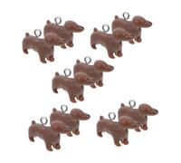 KONTONTY 10 Piezas Colgante De Perros De Resina Collar De Corgi Encanto De Perro Encanto De Teléfono De Gato Colgante De Cristal De Mascotas Encantos De Esmalte De Pata Amigos Marrón Metal