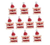KONTONTY 10 Piezas de Pastel de Fresa de Resina Accesorios para Joyería Diy Decoración Moderna para Llaveros y Pulseras Diseño de Múltiples Capas Resistente y
