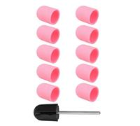 KONTONTY 10 Piezas Gorro de Lijado Rosa para Manicura con Diseño Portátil y Material Plástico, Tapa de Arena para Pulidor de Uñas Adecuado para Limpiar Debajo Uñas