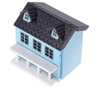 KONTONTY 12 en Miniatura, Modelo Decorativo de Madera, Tamaño Pequeño, Color Azul Techo Gris, Adorno para Decoración de Casas Pequeñas y Jardines en Miniatura, Adecuado para Juguetes