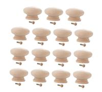 KONTONTY 15 Unidades Tiradores Redondos de Madera para Armarios Mangos Circulares de Haya con Orificio Único Diseño Chic y Fácil Instalación para Oficina y Hogar