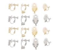KONTONTY 16 Piezas Convertidor Pendientes Clip Almohadillas de Silicona y Mecanismo de Tornillo Ajustable para Orejas sin Perforar Accesorios para Hacer Pendientes DIY Cómodos y Seguros