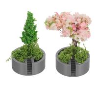 KONTONTY 2 Piezas de Árboles Miniatura para Diorama Flores de Cerezo y Pino, Modelos de Paisaje Diminutos en Plástico, Decoración para Manualidades, Casas de Muñecas y Jardines en